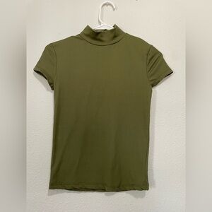 SAY ANYTHING Chic Olive Ribbed Short Sleeve Top size S